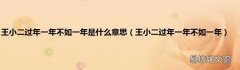 王小二过年一年不如一年 王小二过年一年不如一年是什么意思