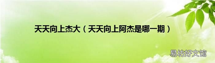天天向上阿杰是哪一期 天天向上杰大