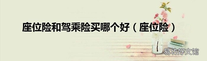 座位险 座位险和驾乘险买哪个好