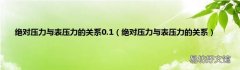 绝对压力与表压力的关系 绝对压力与表压力的关系0.1