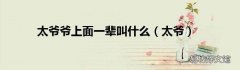 太爷 太爷爷上面一辈叫什么