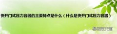 什么是快开门式压力容器 快开门式压力容器的主要特点是什么