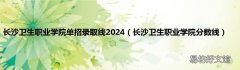 长沙卫生职业学院分数线 长沙卫生职业学院单招录取线2024