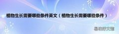 植物生长需要哪些条件 植物生长需要哪些条件英文
