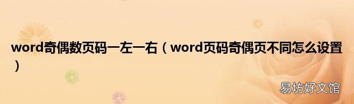 word页码奇偶页不同怎么设置 word奇偶数页码一左一右