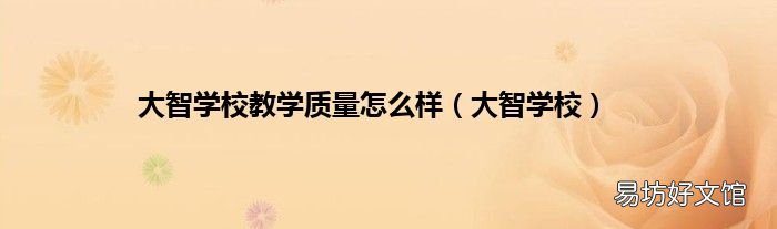 大智学校 大智学校教学质量怎么样