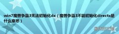 魔兽争霸3不能初始化directx是什么意思 win7魔兽争霸3无法初始化dx