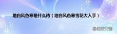 地白风色寒雪花大入手 地白风色寒是什么诗