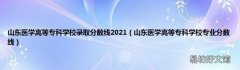 山东医学高等专科学校专业分数线 山东医学高等专科学校录取分数线2021