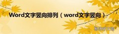 word文字竖向 Word文字竖向排列
