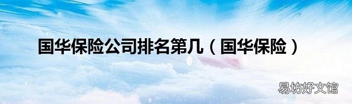 国华保险 国华保险公司排名第几
