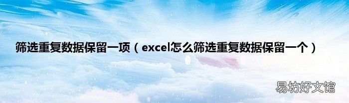 excel怎么筛选重复数据保留一个 筛选重复数据保留一项