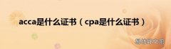 cpa是什么证书 acca是什么证书