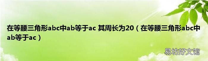 在等腰三角形abc中ab等于ac 在等腰三角形abc中ab等于ac 其周长为20