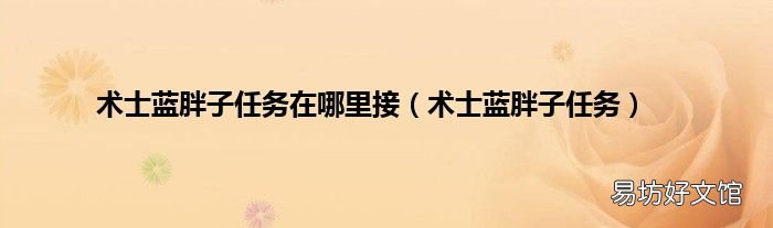 術士藍胖子任務 術士藍胖子任務在哪里接
