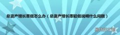 总资产增长率较低说明什么问题 总资产增长率低怎么办