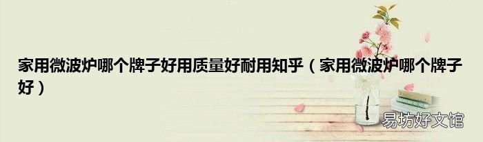 家用微波炉哪个牌子好 家用微波炉哪个牌子好用质量好耐用知乎