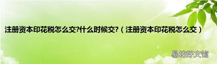 注册资本印花税怎么交 注册资本印花税怎么交?什么时候交?