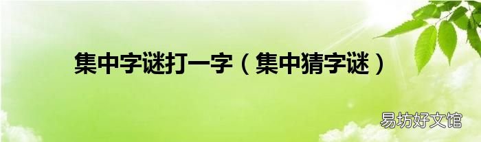 集中猜字谜 集中字谜打一字