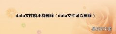 data文件可以删除 data文件能不能删除