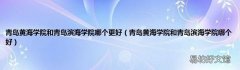 青岛黄海学院和青岛滨海学院哪个好 青岛黄海学院和青岛滨海学院哪个更好