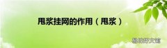 甩浆 甩浆挂网的作用