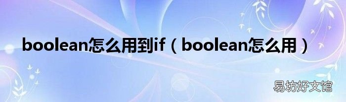 boolean怎么用 boolean怎么用到if