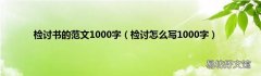 检讨怎么写1000字 检讨书的范文1000字