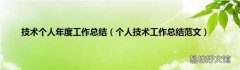个人技术工作总结范文 技术个人年度工作总结