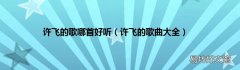许飞的歌曲大全 许飞的歌哪首好听