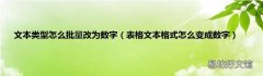 表格文本格式怎么变成数字 文本类型怎么批量改为数字