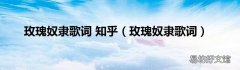 玫瑰奴隶歌词 玫瑰奴隶歌词 知乎