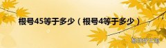 根号4等于多少 根号45等于多少