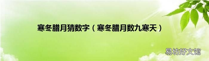 寒冬腊月数九寒天 寒冬腊月猜数字