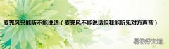 麦克风不能说话但我能听见对方声音 麦克风只能听不能说话