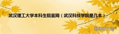 武汉科技学院是几本 武汉理工大学本科生院官网
