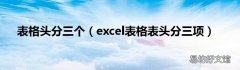 excel表格表头分三项 表格头分三个