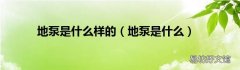 地泵是什么 地泵是什么样的