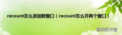 recount怎么开两个窗口 recount怎么添加新窗口