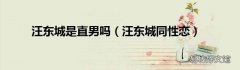 汪东城同性恋 汪东城是直男吗