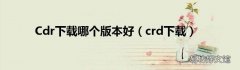 crd下载 Cdr下载哪个版本好