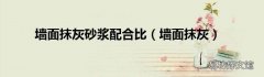 墙面抹灰 墙面抹灰砂浆配合比