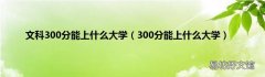 300分能上什么大学 文科300分能上什么大学
