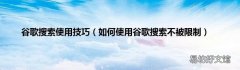 如何使用谷歌搜索不被限制 谷歌搜索使用技巧
