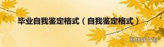 自我鉴定格式 毕业自我鉴定格式