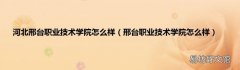 邢台职业技术学院怎么样 河北邢台职业技术学院怎么样