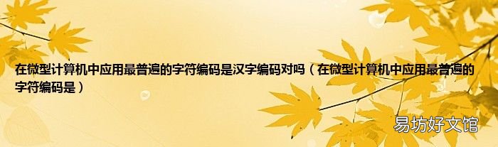 在微型计算机中应用最普遍的字符编码是 在微型计算机中应用最普遍的字符编码是汉字编码对吗