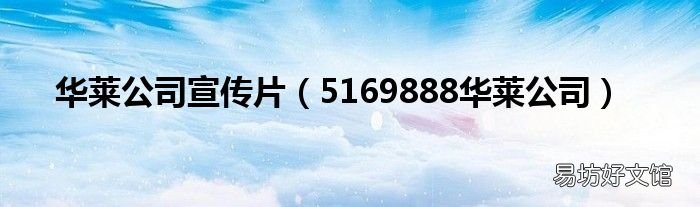 5169888华莱公司 华莱公司宣传片