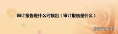 审计报告是什么 审计报告是什么时候出