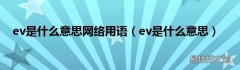 ev是什么意思 ev是什么意思网络用语